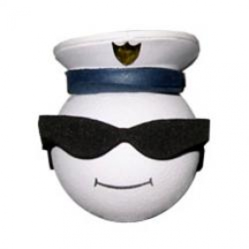 Coolballs Cool Navy Officer Antenna Topper White / Blue Cap